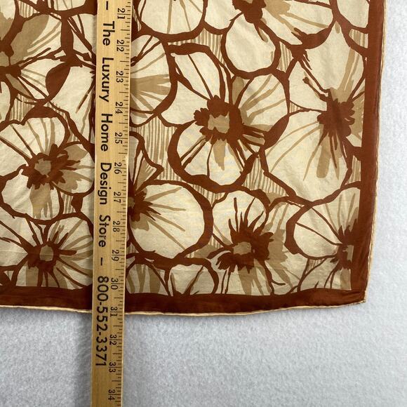 Vintage Scarf Silk Hand Rolled Floral Bandana Square Brown 31" x 30" - Picture 12 of 13
